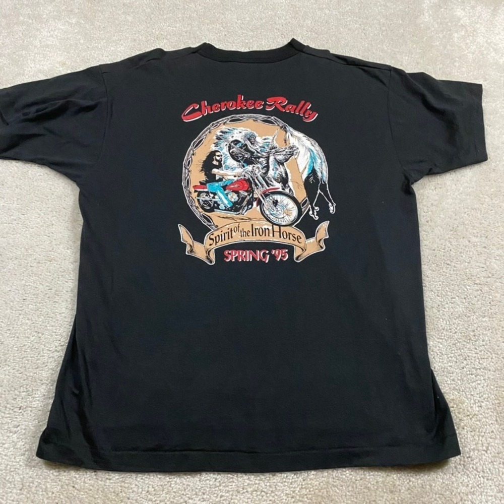 VTG 90s Biker Shirt Mens XL Cherokee Rally Spirit Iron Horse Black Motorcycle